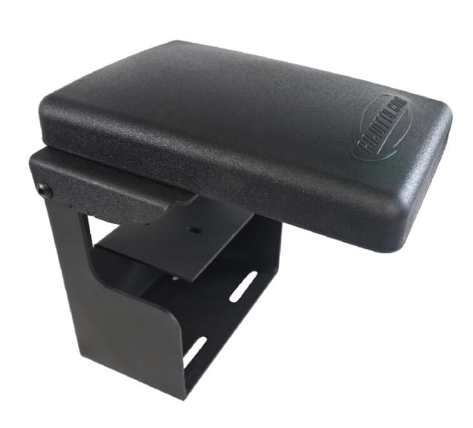 Hinged Armrest Floor Plate Mount by Jotto Desk