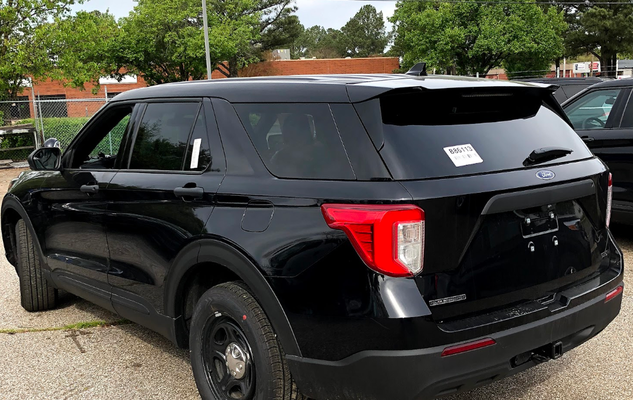 New 2023 Black Ford Explorer PPV Police Interceptor Utility SUV AWD (includes Rear Air), ready to be built as an Admin Package (Emergency Lighting, Siren, Controller,  Console, etc.), + Delivery, EXPABDUV10