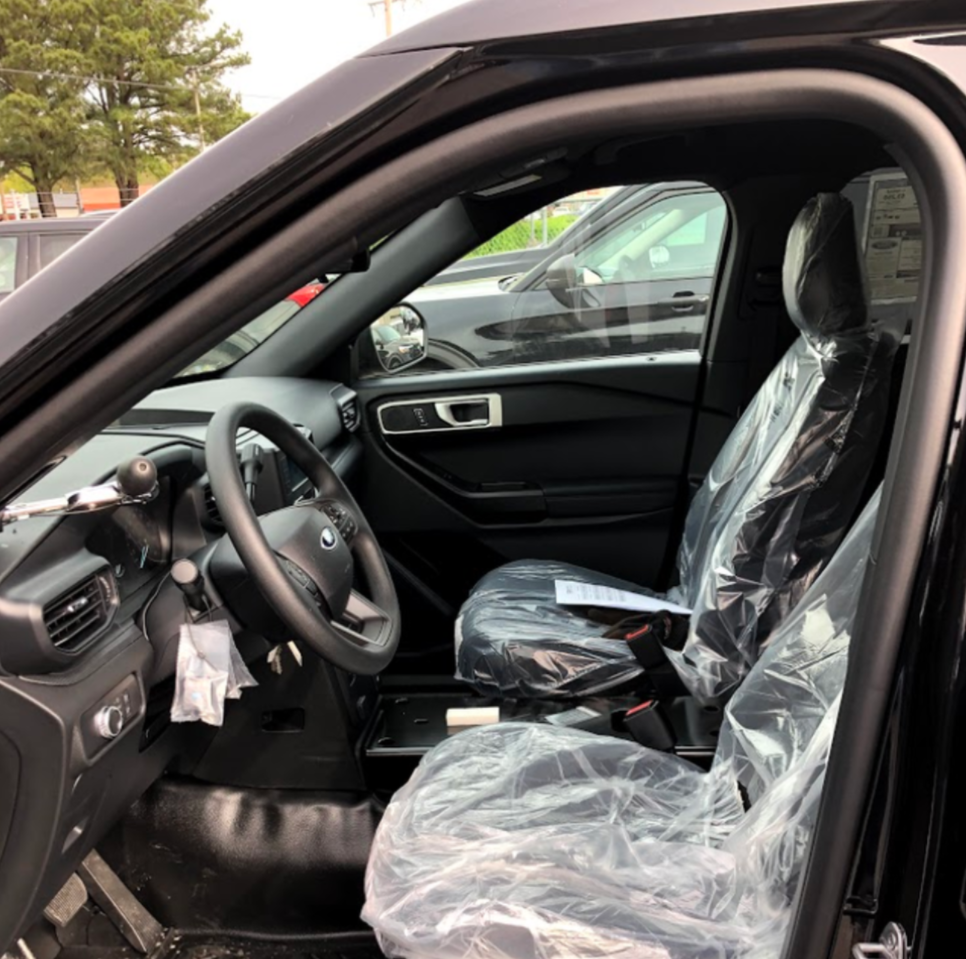 New 2023 Black Ford Explorer PPV Police Interceptor Utility SUV AWD (includes Rear Air), ready to be built as an Admin Package (Emergency Lighting, Siren, Controller,  Console, etc.), + Delivery, EXPABDUV10