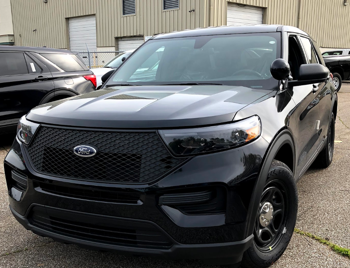 New 2023 Black Ford Explorer PPV Police Interceptor Utility SUV AWD (includes Rear Air), ready to be built as an Admin Package (Emergency Lighting, Siren, Controller,  Console, etc.), + Delivery, EXPABDUV10