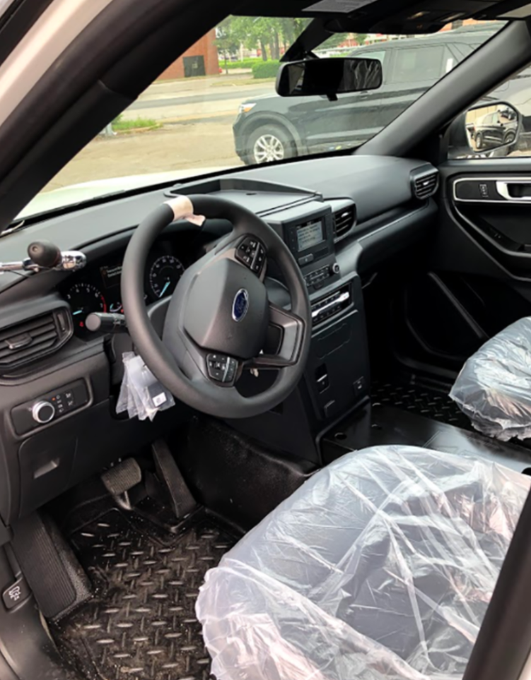 New 2023 White Ford Explorer PPV Police Interceptor Utility SUV AWD (includes Rear Air), ready to be built as a Marked Patrol Package (Emergency Lighting, Siren, Partition, Window Barriers, etc.), + Delivery, EXPMWDUV5