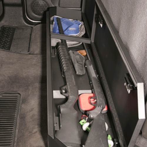 Tuffy Security Rear Underseat Lockbox - 19-22 Silverado/Sierra 1500 '19 New Body Style/20-22 2500HD/3500HD W/Crew, Extended Cab Black - 352-01